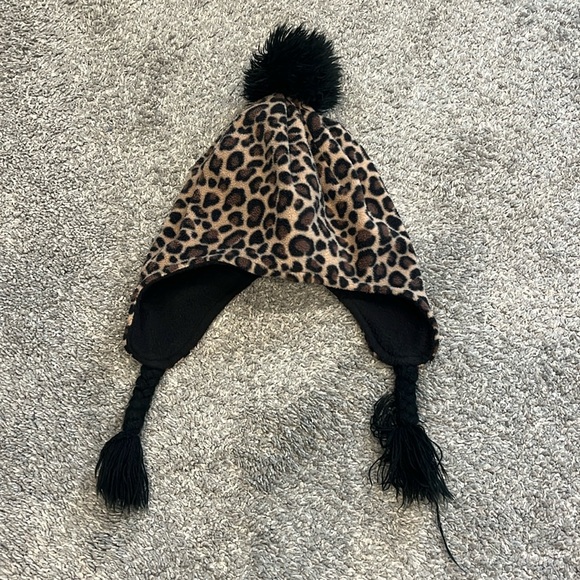 Leopard Print Fleece Hat for Girls - Picture 2 of 10